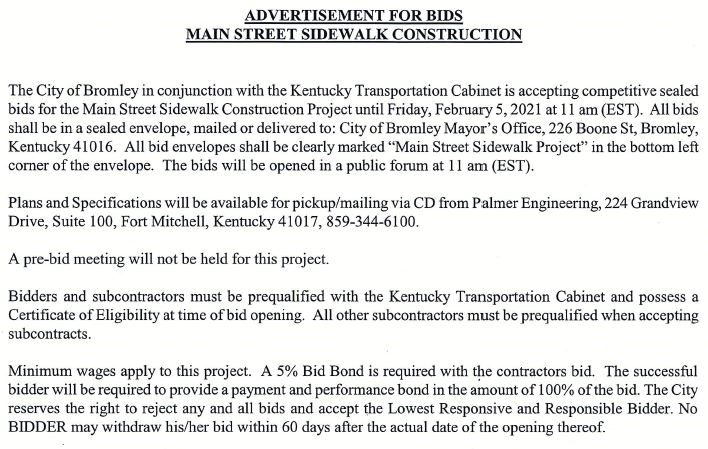 sidewalk bids project